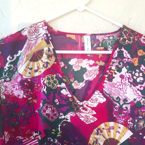 Cruz Natori Asian Floral Kimono Robe Lounger - Picture 3 of 12